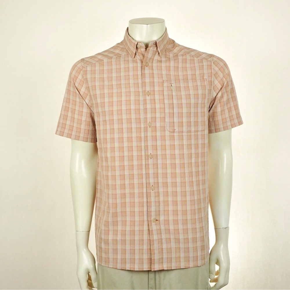 Under Armour UA Drift Tide 2.0 Button Down Shirt Mens Medium Beige Plaid Fishing